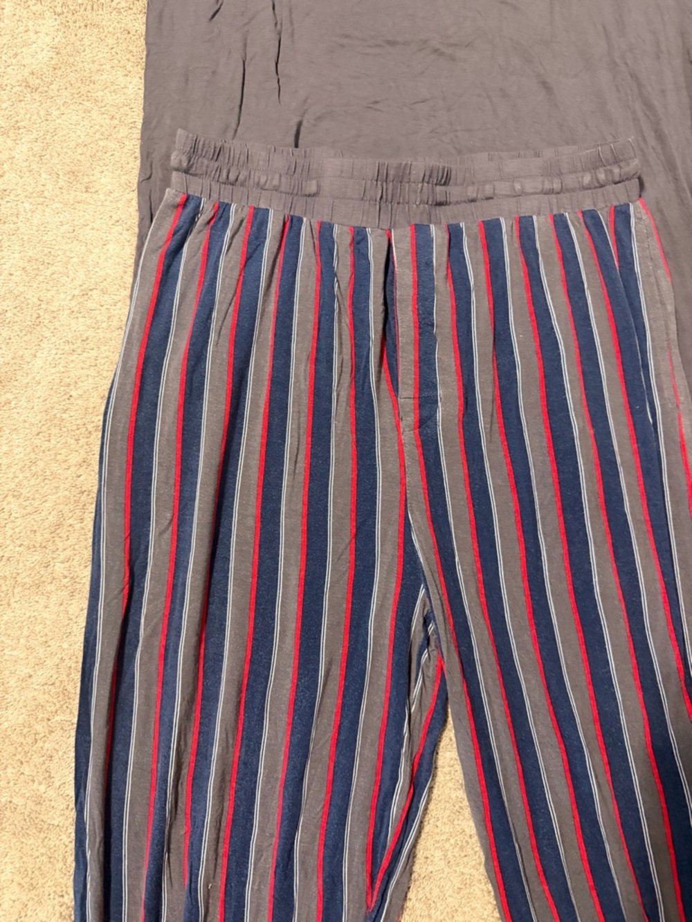 Little Sleepies Men's PinStriped Joggers pjs with matching charcoal gray top